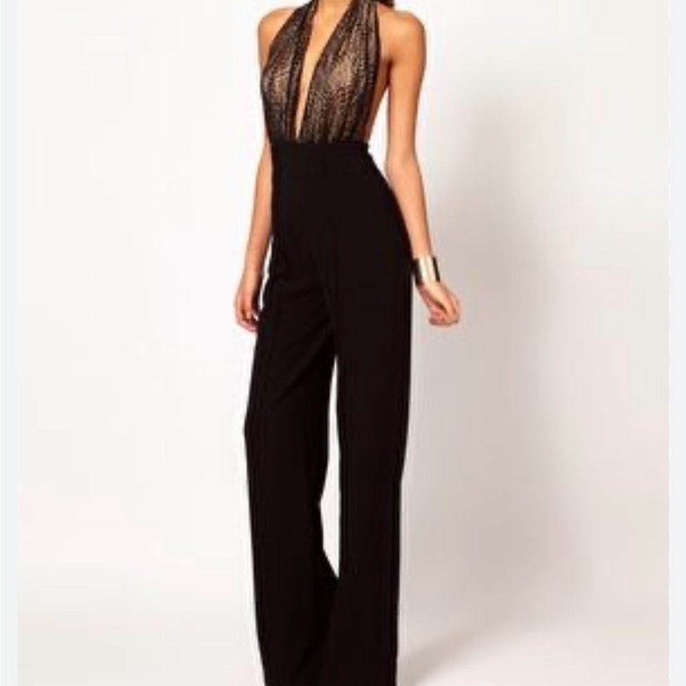 Aqua Black Lace Jumpsuit